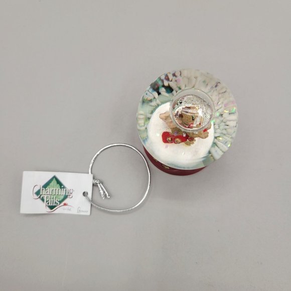 Charming Tails Snow Globe Glitter Red Figurine Reindeer Mouse - Picture 7 of 9